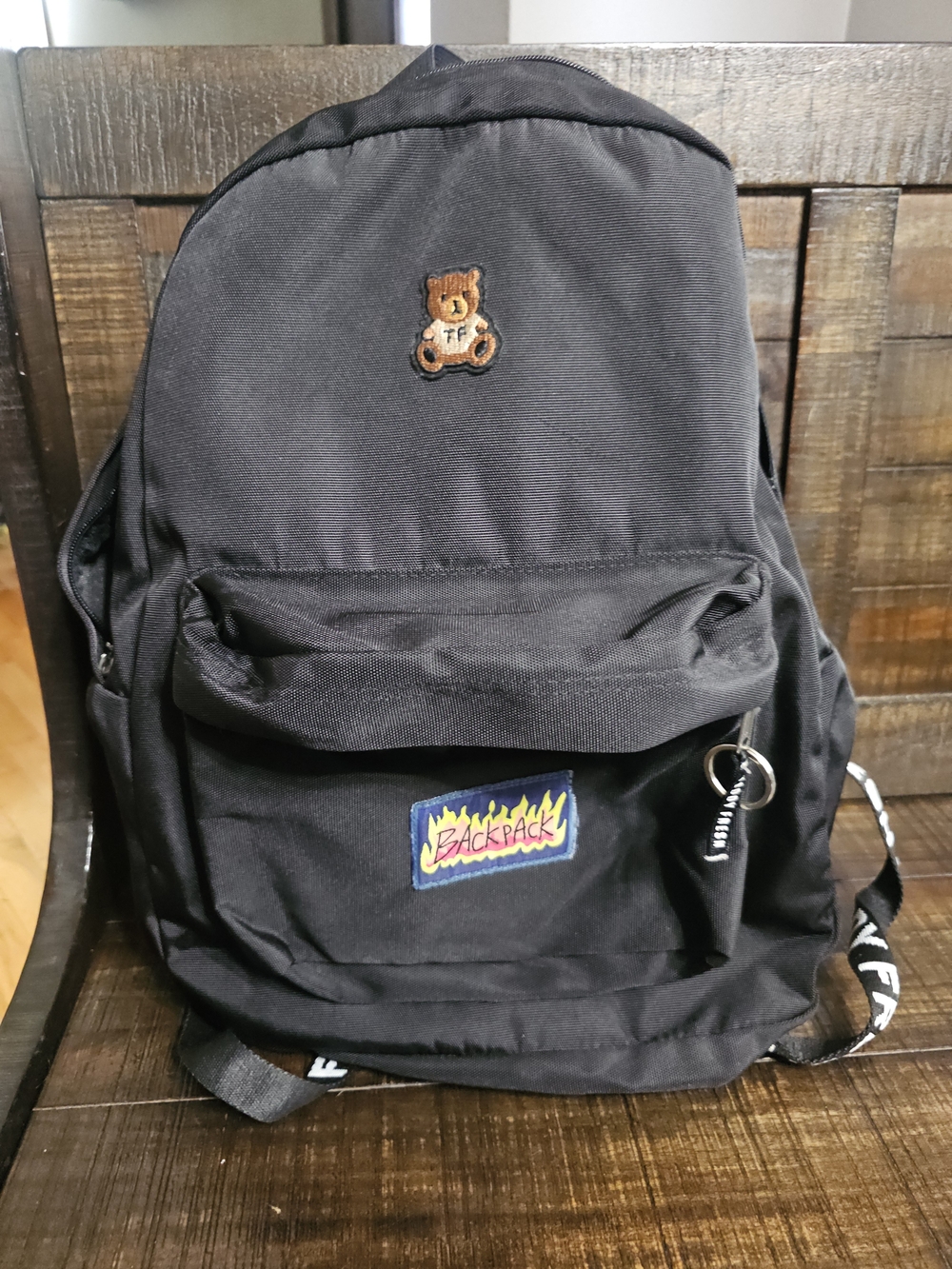 Teddy Fresh Full Size Black‎ Backpack Bear Logo Laptop OS